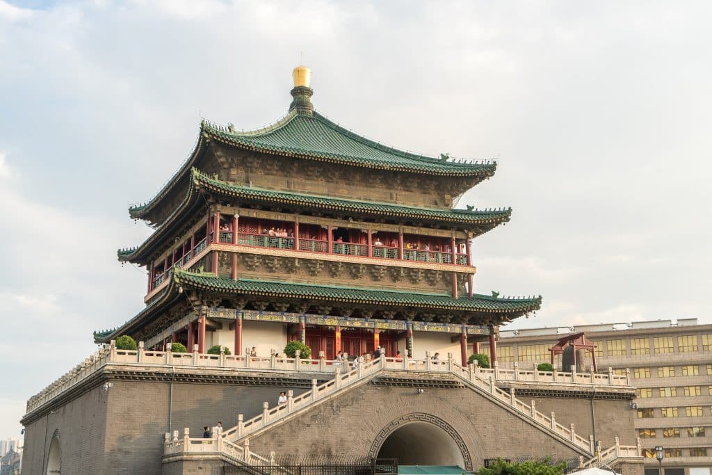 The Bell Tower in the center of Xi'an's old town.