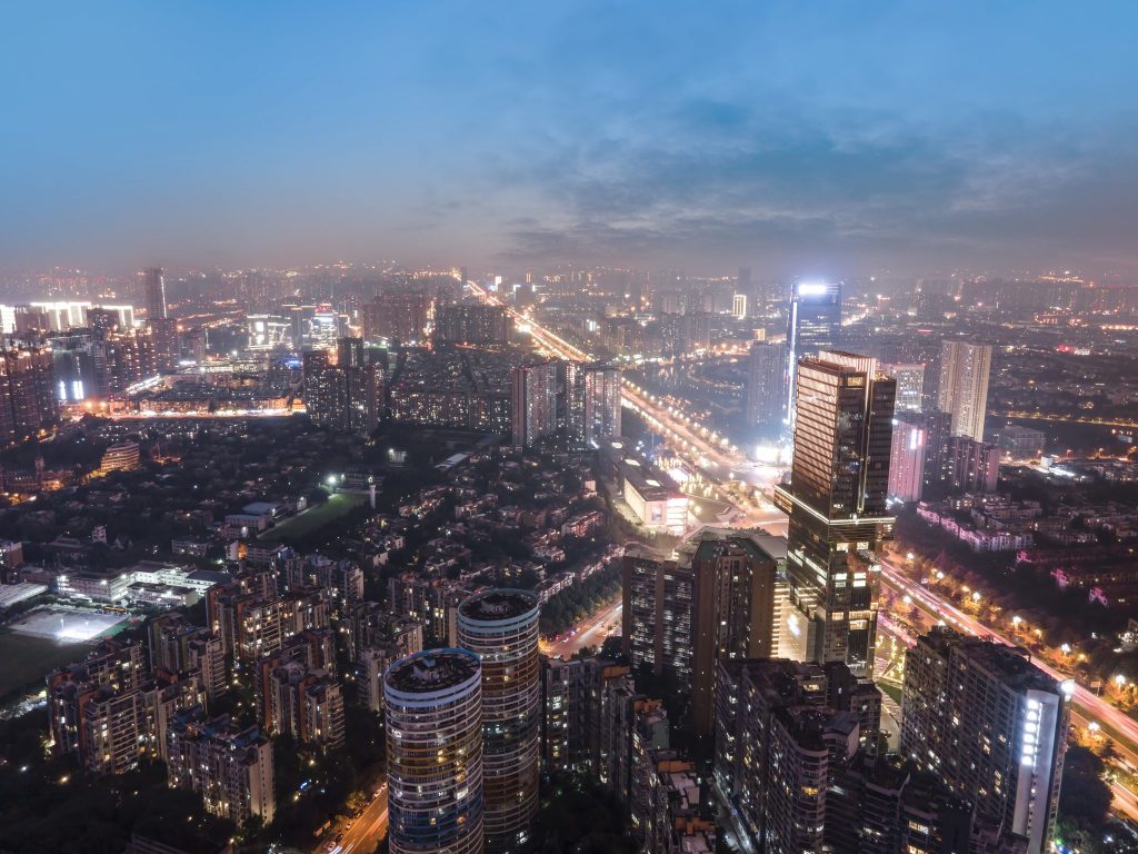 Chengdu Hi-tech Zone skyline at night
