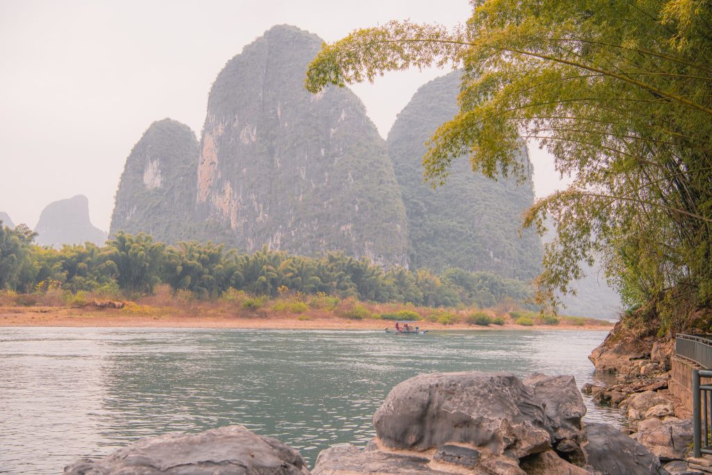 Karst peaks above the Li River seen from a viewpoint near Guilin