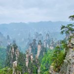 Sandstone pillars rising above the forest at Zhangjiajie, Hunan