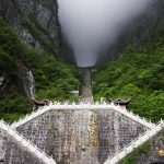 The ceremonial staircase climbing to the Heaven's Gate arch at Tianmen Mountain, Zhangjiajie