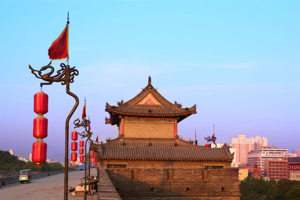 The Ming-era city wall and gate tower of Xi'an, Shaanxi