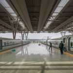 High-speed train at a platform in Shanghai Hongqiao railway station